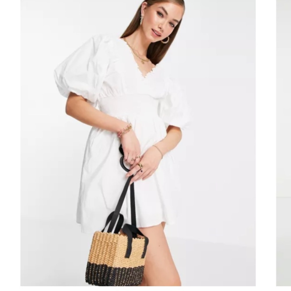 Puff Sleeve White Romper